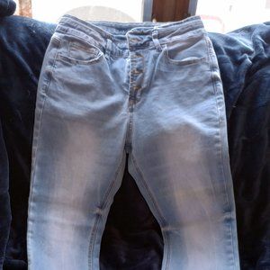 Ladies Retro Button-fly Bell Bottom Jeans